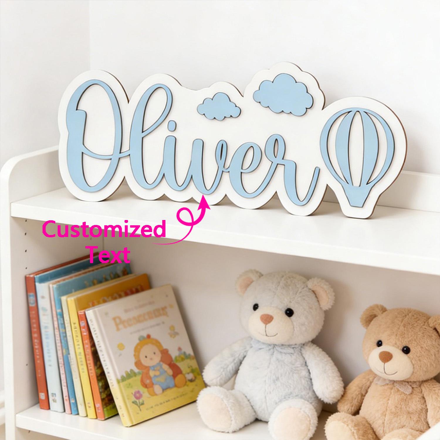 Baby Nursery Room - Personalized Hot Air Balloon & Cloud