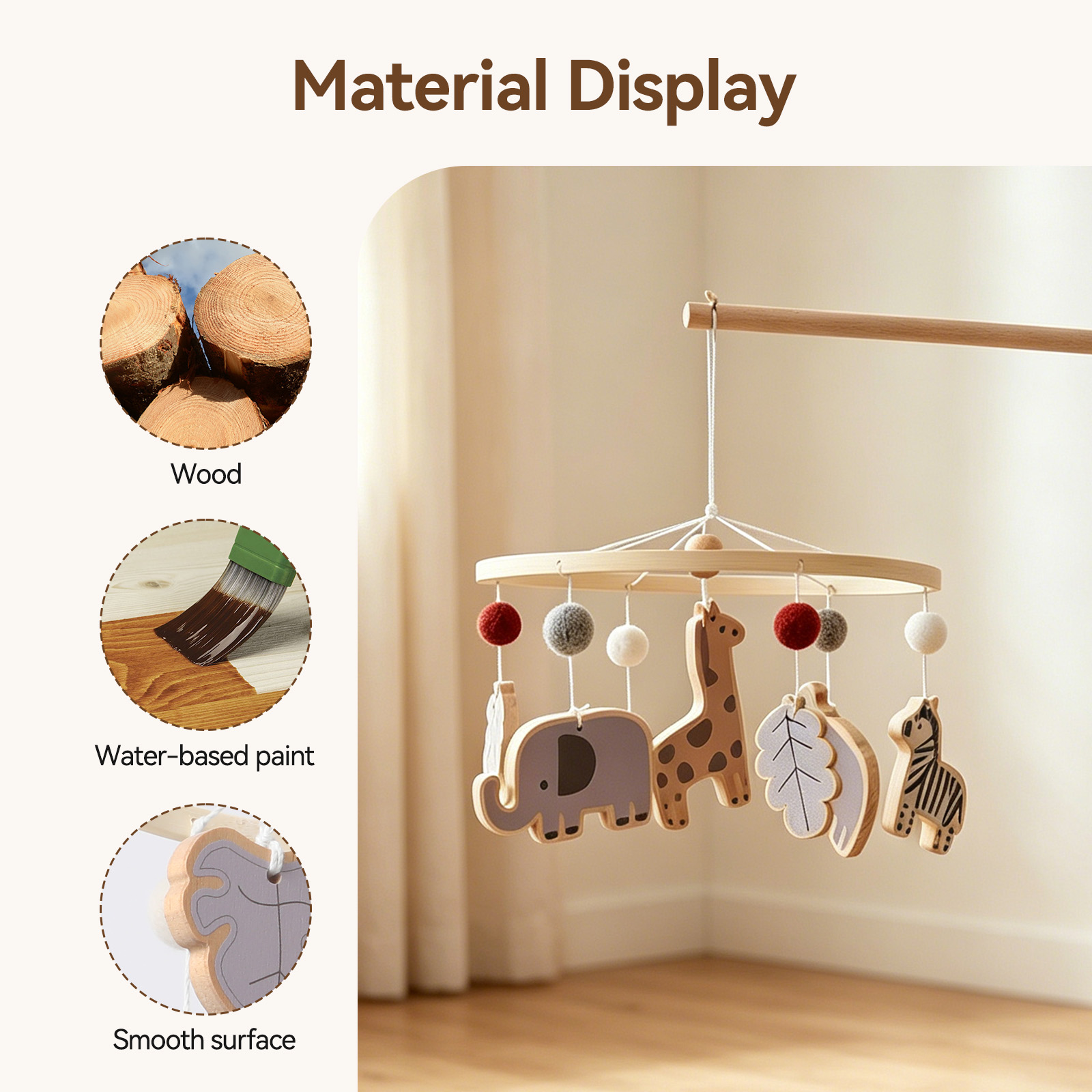 Wooden Forest Baby Bed Bell An - Crib Mobile Musical review and price