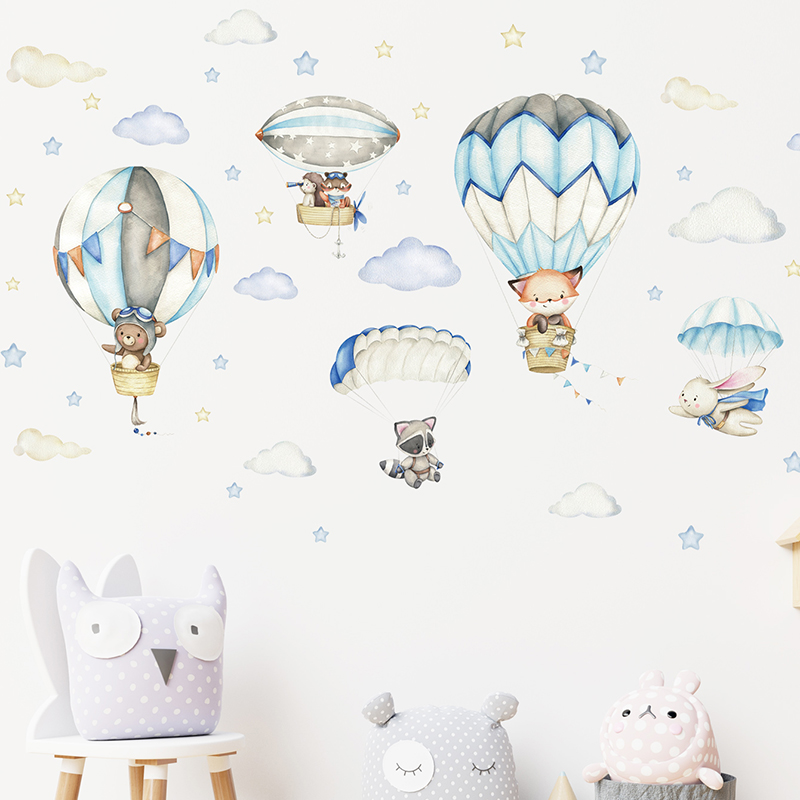 Cartoon Cute Animals Hot Air B - Baby Nursery Items review and price