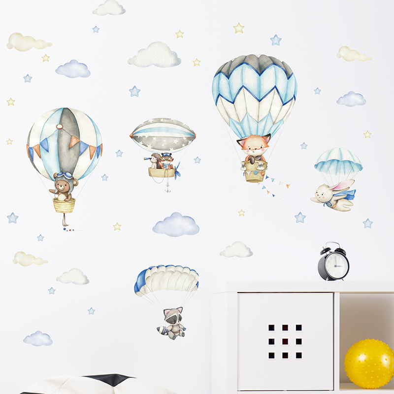 Cartoon Cute Animals Hot Air B - Baby Nursery Items review and price