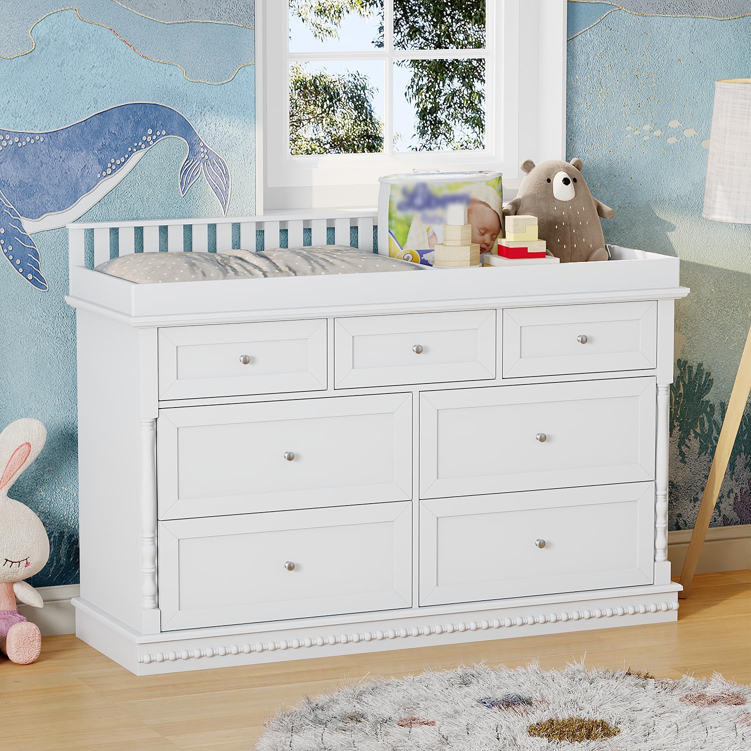 56.5 Inch Baby Changing Table  - Baby Nursery Dresser Changing Table review and price