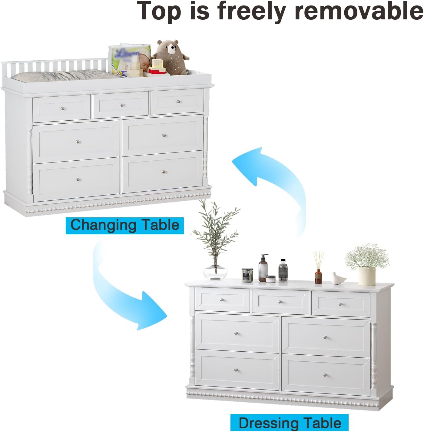 56.5 Inch Baby Changing Table  - Baby Nursery Dresser Changing Table review and price