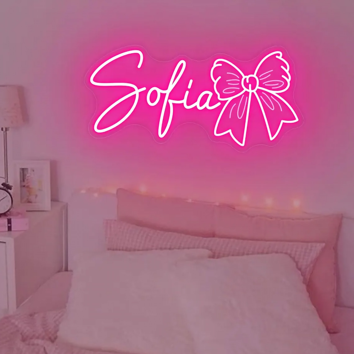 Custom Bow Name Neon Sign for  - Baby Nursery Room review and price