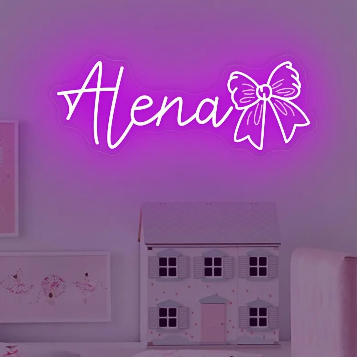 Custom Bow Name Neon Sign for  - Baby Nursery Room review and price
