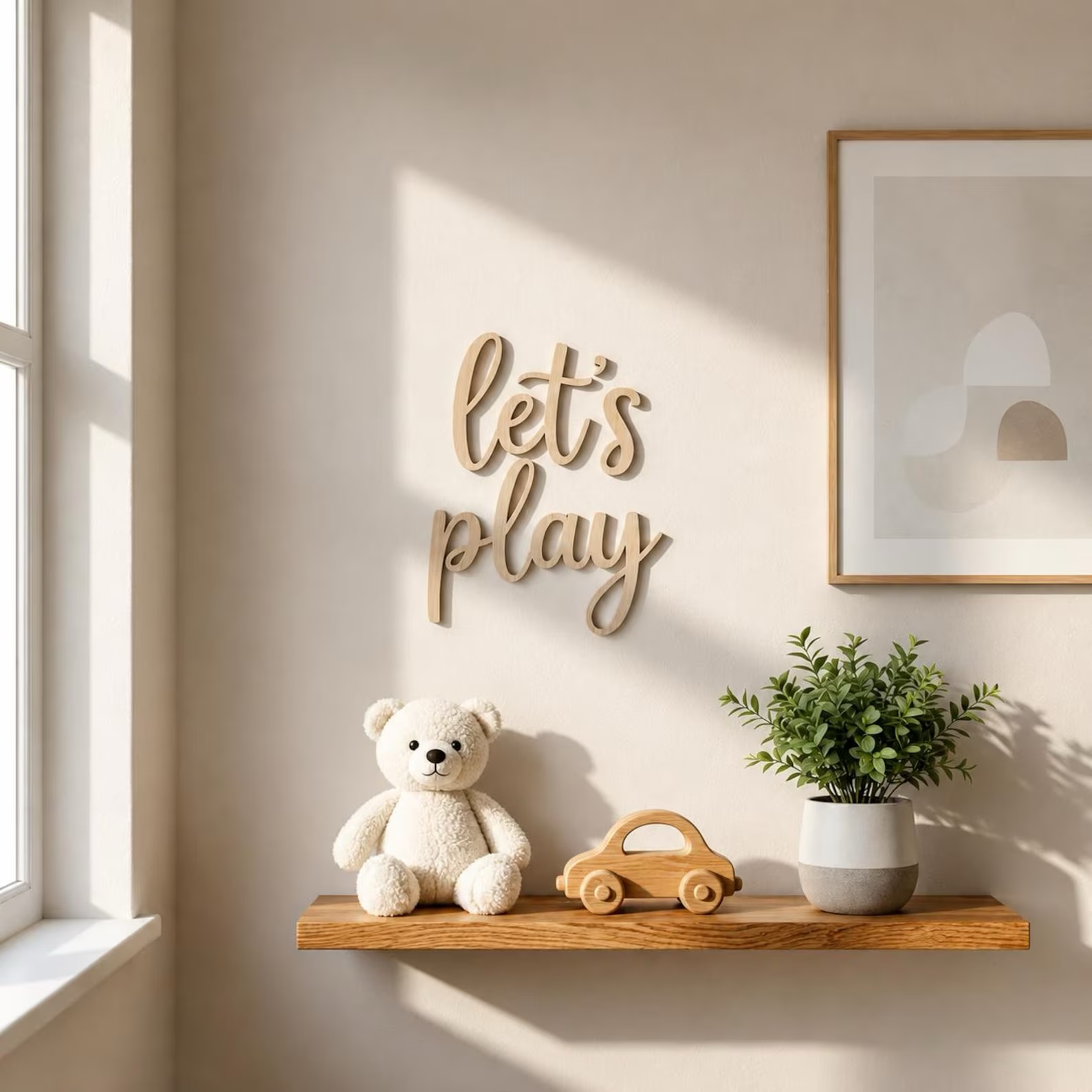 Let's Play Wooden Wall Sign, P - Baby Nursery Room review and price