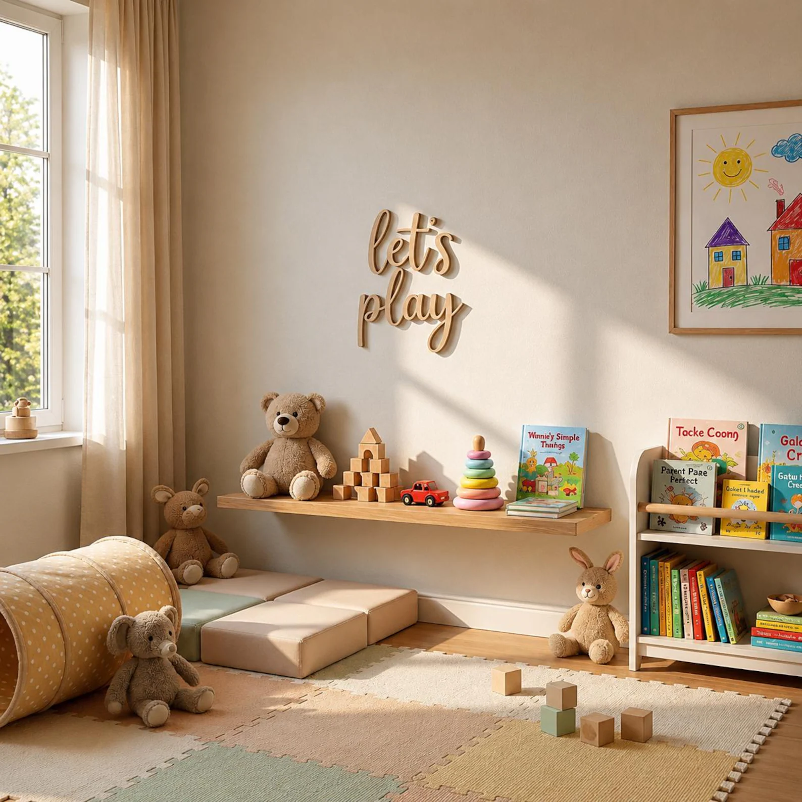 Let's Play Wooden Wall Sign, P - Baby Nursery Room review and price