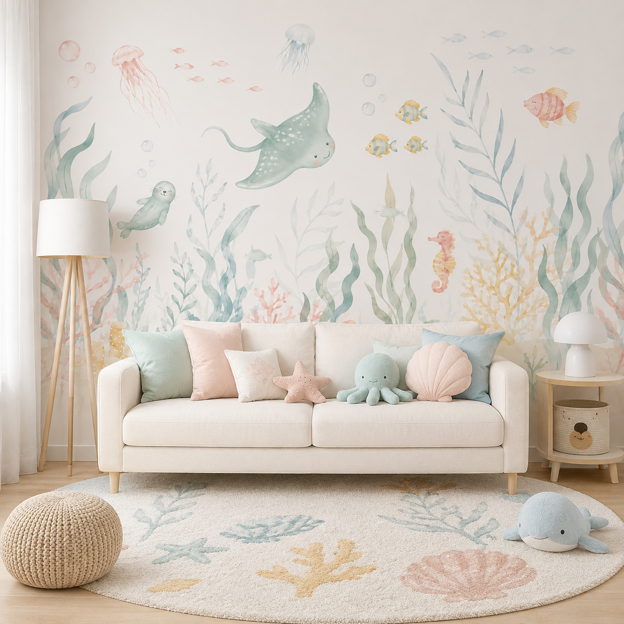 Ocean Animals Self Adhesive Wa - Baby Nursery Peel And Stick Wallpaper review and price