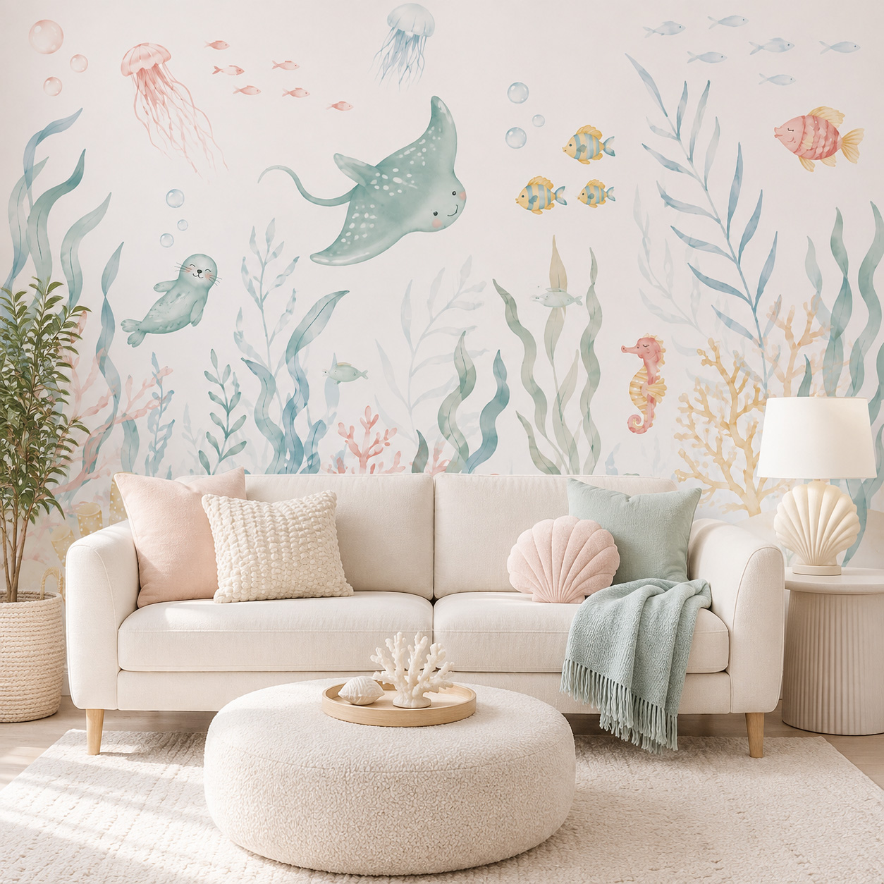 Ocean Animals Self Adhesive Wa - Baby Nursery Peel And Stick Wallpaper review and price