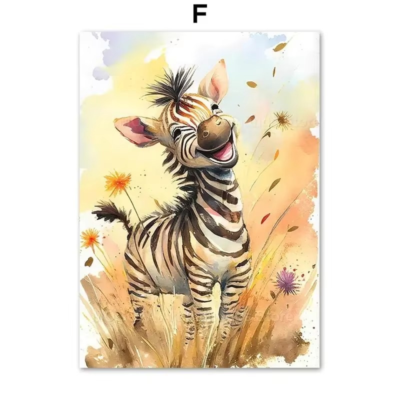 Watercolor Lion Giraffe Tiger  - Animals Baby Nursery review and price